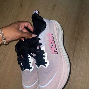 Hoka One One Pink and Black Athletic Shoes